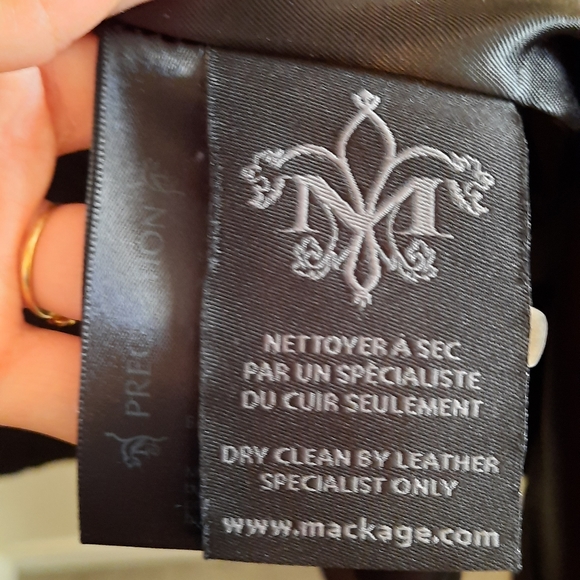 Mackage Black Textured Wool Coat with Leather Detail At Waist - Picture 9 of 16